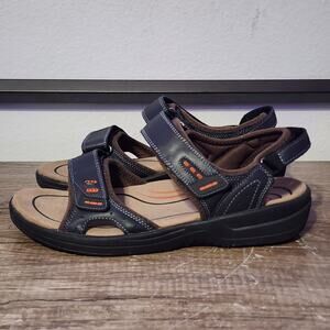 Orthofeet Cambria Men's Leather Comfort Walking Sandals Shoes Size 11 Black Wide